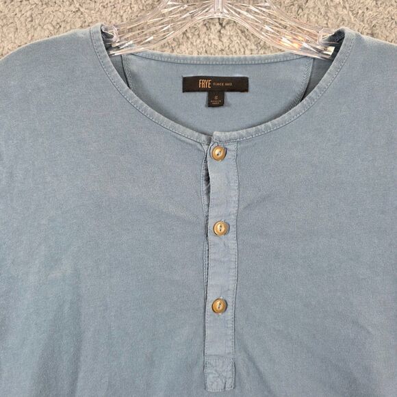 The Frye Company Activewear Men's Blue 3 Button Henley Tshirt Size S - Picture 3 of 10